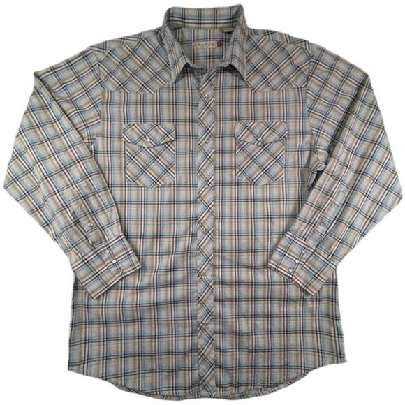 Roper Pearl Snap Western Shirt Mens 2XL Green Black Plaid Rodeo Cowboy Pockets - Picture 1 of 11